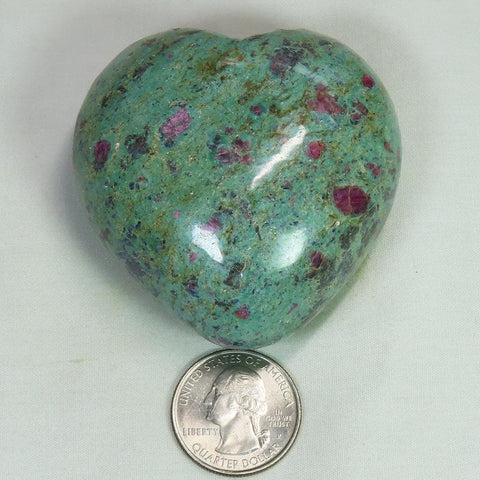 Polished Ruby and Green Fuchsite Heart from India