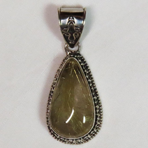 Rutile in Quartz Sterling Silver Pendant Jewelry
