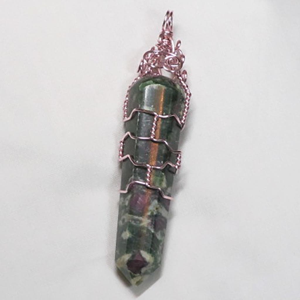 Ruby in Fuchsite with Kyanite Wire Wrapped Pendant Jewelry