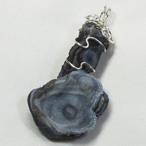 Chalcedony Drusy Rosette Wire Wrapped Pendant Jewelry