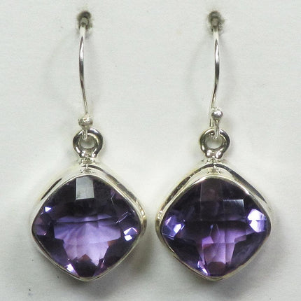 Faceted Amethyst Sterling Silver Earrings Jewelry