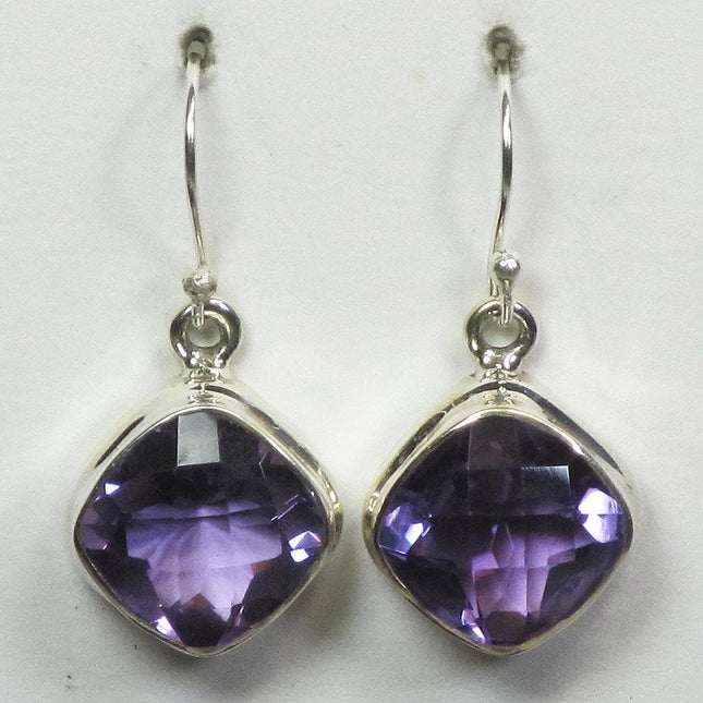 Faceted Amethyst Sterling Silver Earrings Jewelry