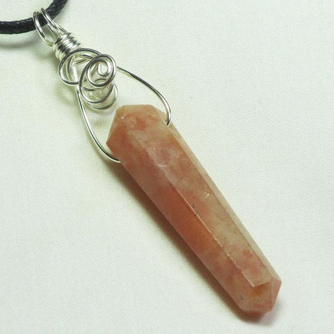 Silver Plated Wire Wrapped Double Terminated Sunstone from India