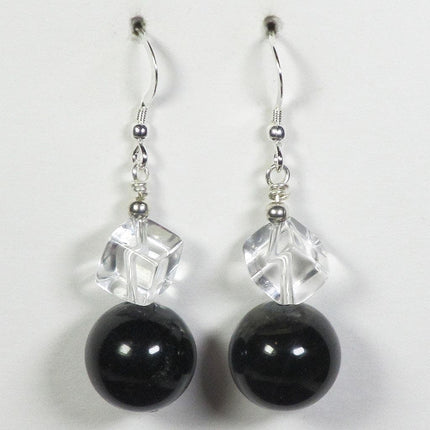 Sterling Silver Blue Tiger Eye and Clear Quartz Earrings