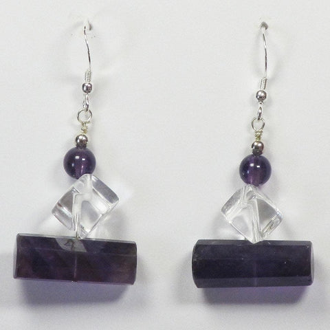 Sterling Silver Amethyst and Clear Quartz Earrings