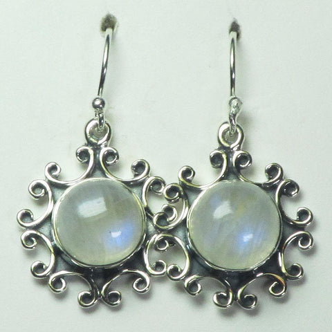 Rainbow Moonstone Sterling Silver Earrings Jewelry