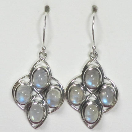 Rainbow Moonstone Sterling Silver Earrings Jewelry