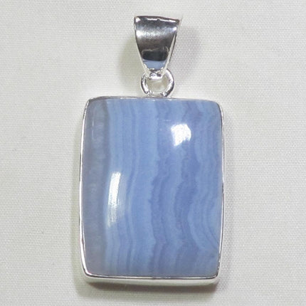 Blue Lace Agate Sterling Silver Pendant Jewelry