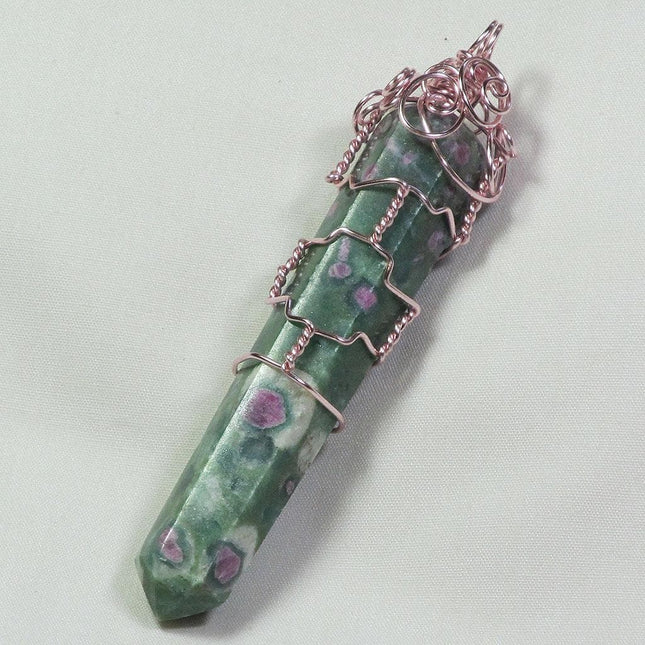 Ruby & Fuchsite with Kyanite Wire Wrapped Pendant Jewelry