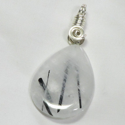 Black Tourmaline in Quartz Wire Wrapped Pendant Jewelry