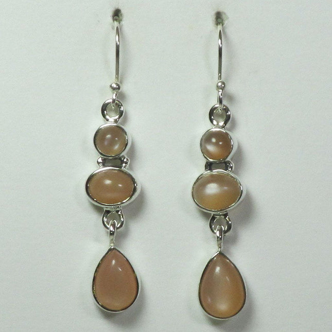 Peach Moonstone Sterling Silver Earrings