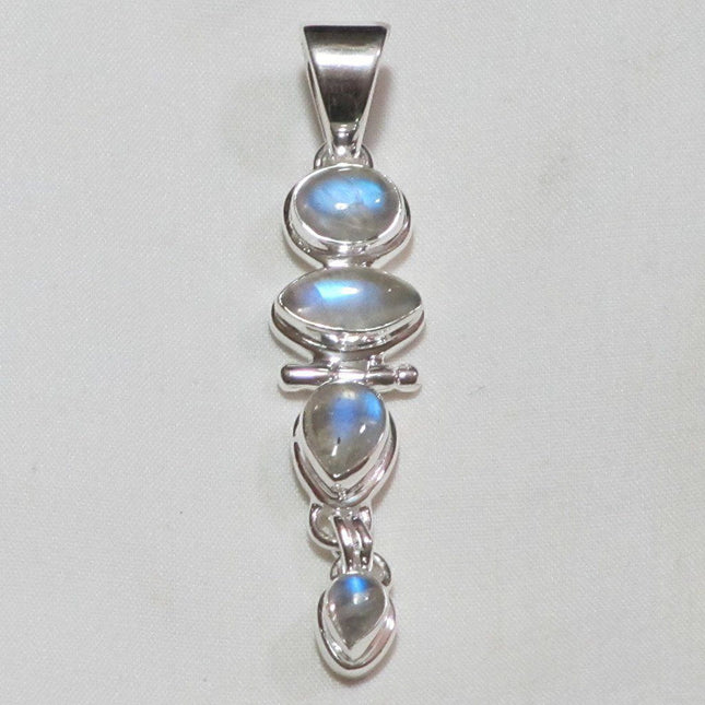 Rainbow Moonstone Sterling Silver Pendant Jewelry