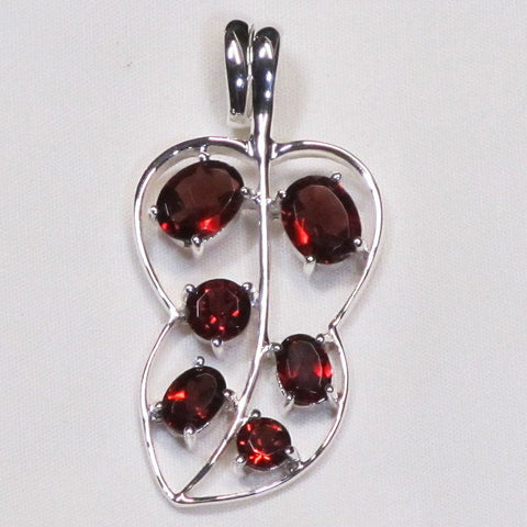 Faceted Garnet Sterling Silver Pendant Jewelry