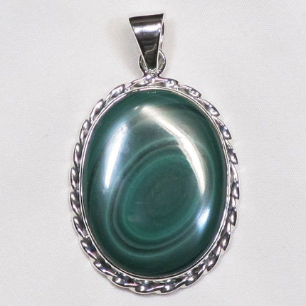 Bullseye Malachite Sterling Silver Pendant Jewelry