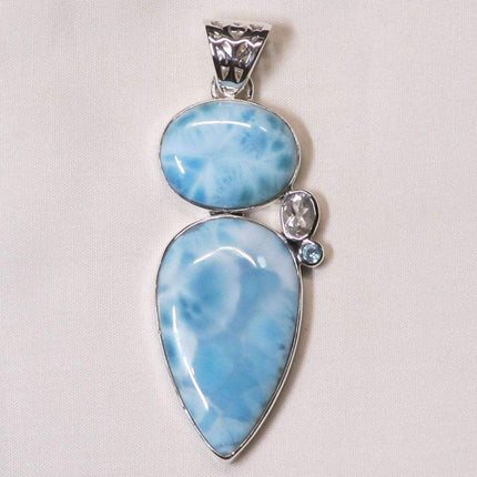 Larimar, Quartz & Blue Topaz Sterling Silver Pendant Jewelry