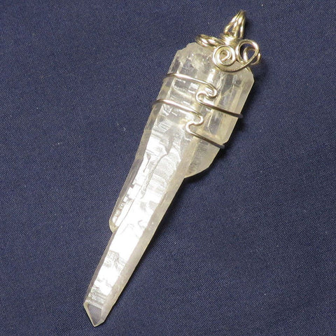 Tabby Laser Wand Quartz Crystals Wire Wrapped Pendant Jewelry
