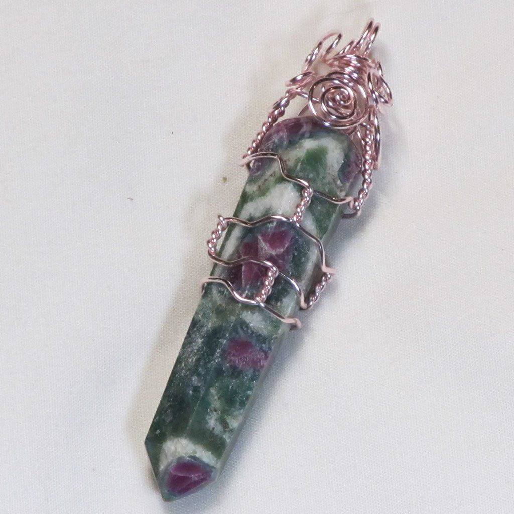 Wire Wrapped Ruby & Fuchsite with Kyanite Pendant Jewelry
