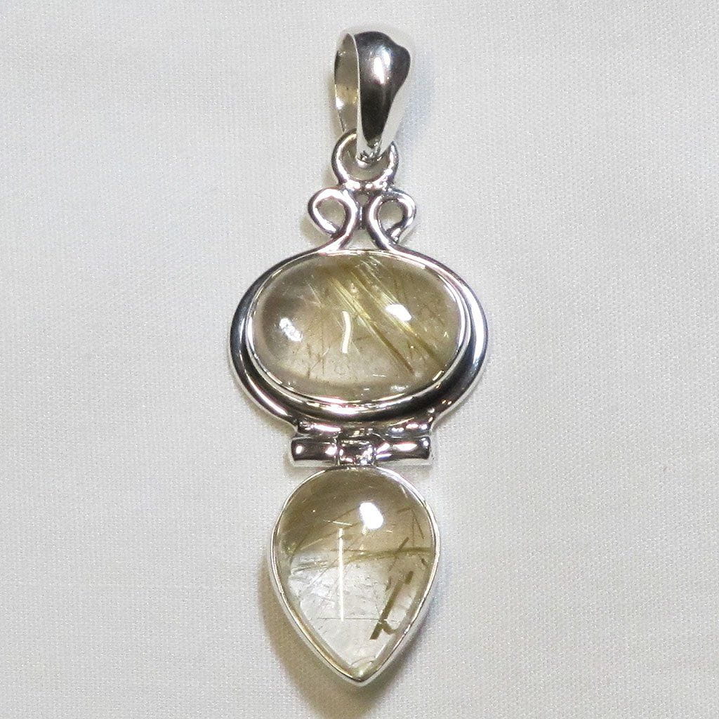 Rutile in Quartz Gemstone Sterling Silver Pendant Jewelry