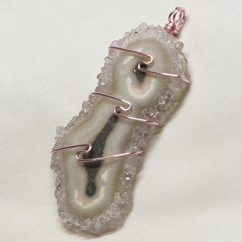 Wire Wrapped Amethyst Stalactite Slice Pendant Jewelry