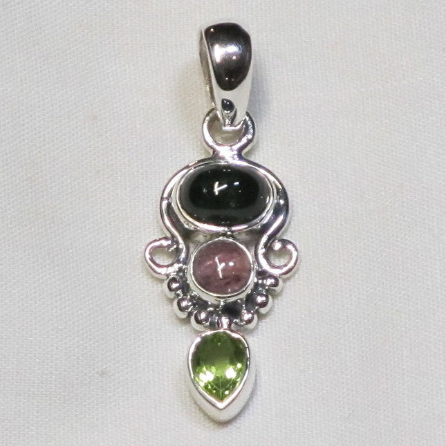 Tourmaline & Peridot Sterling Silver Pendant Jewelry