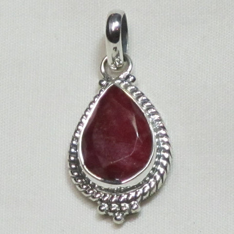 Burmese Ruby Sterling Silver Pendant Jewelry