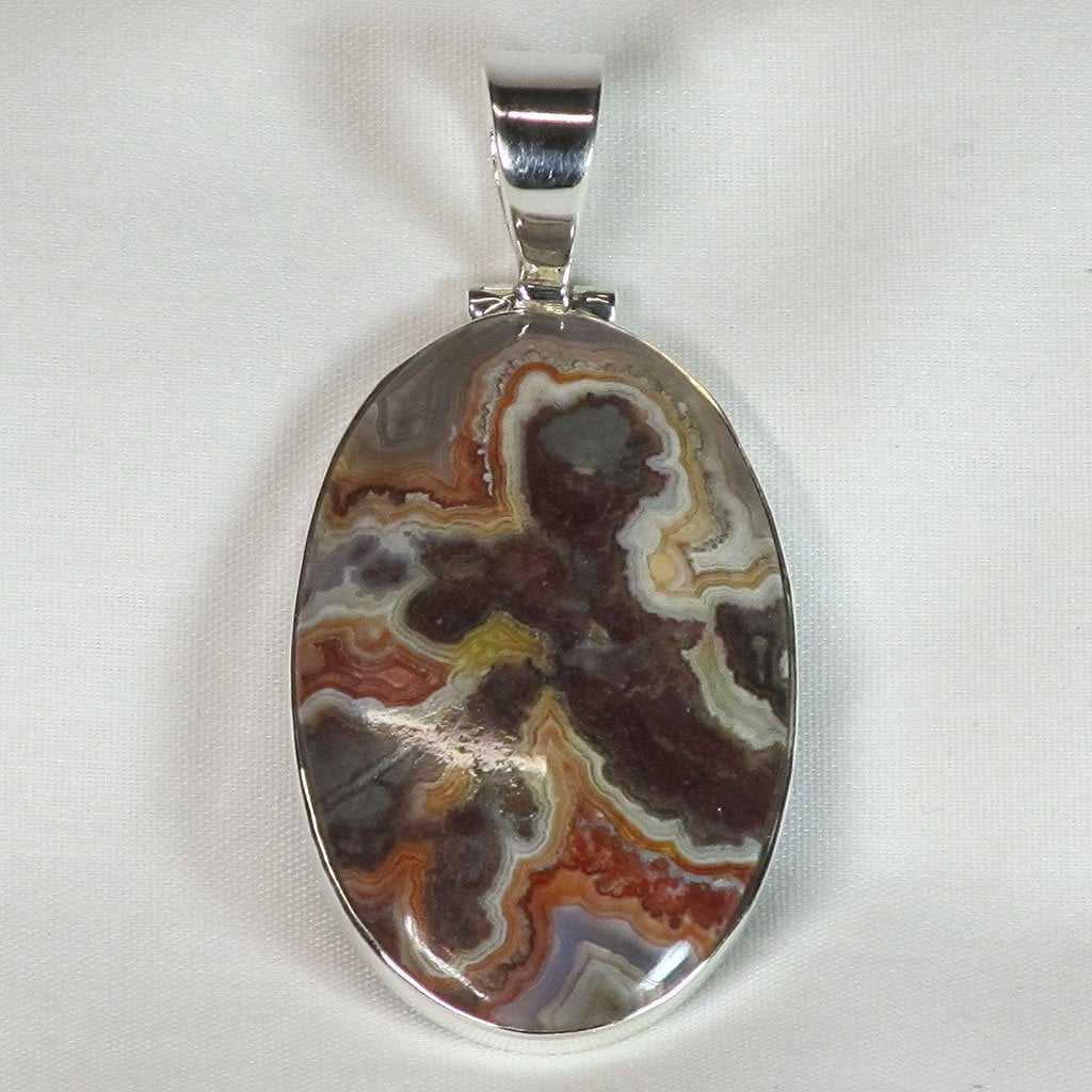 Crazy Lace Agate Sterling Silver Pendant Jewelry