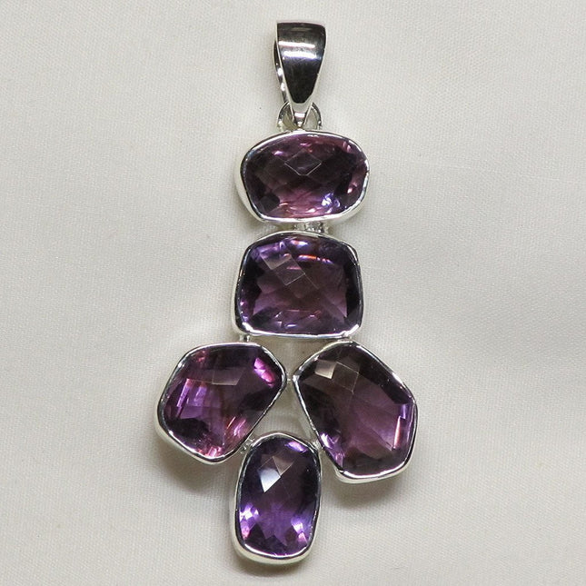 Faceted Amethyst Sterling Silver Pendant Jewelry