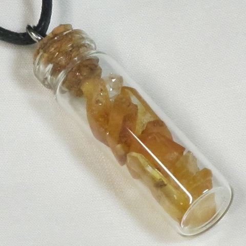 Tiny Natural Uncleaned Quartz Crystal Points in Bottle Pendant Jewelry