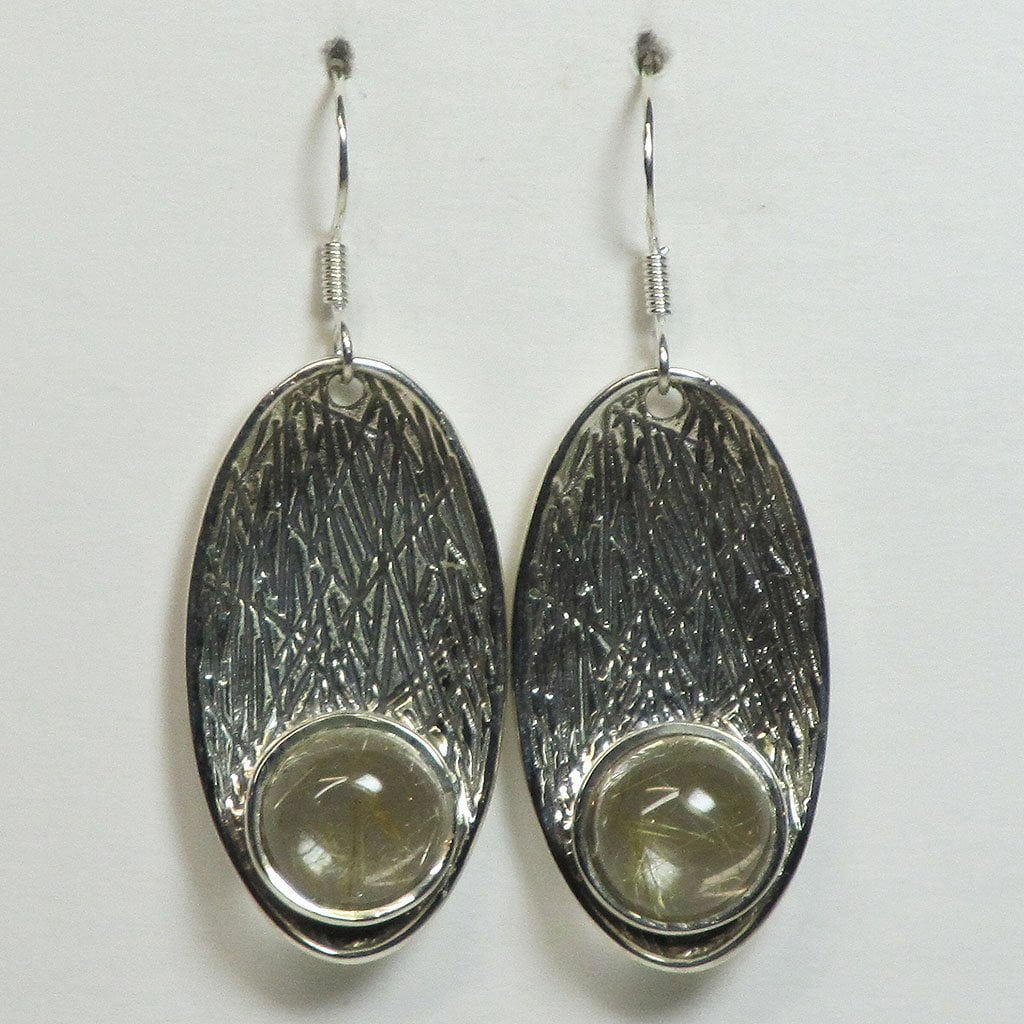 Rutile in Quartz Sterling Silver Earrings Jewelry