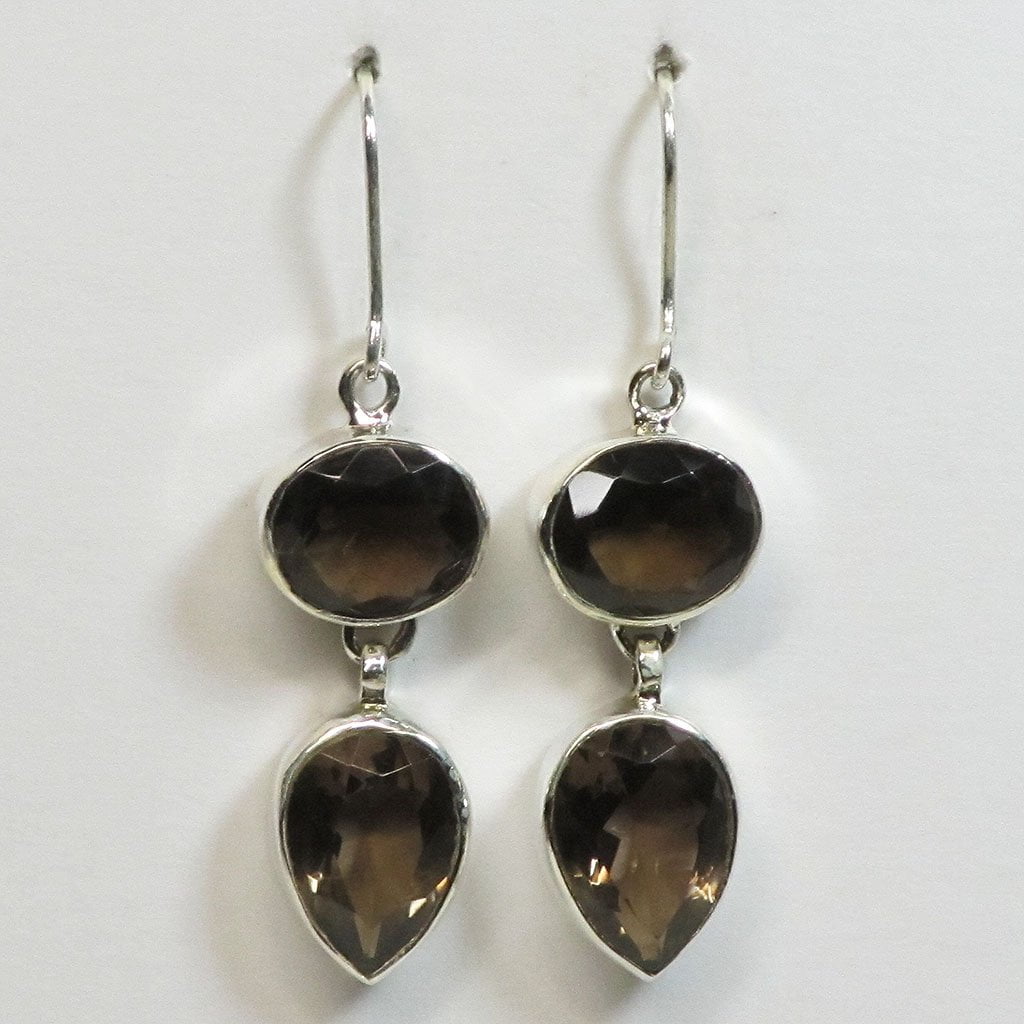 Faceted Smoky Quartz Sterling Silver Earrings Jewelry