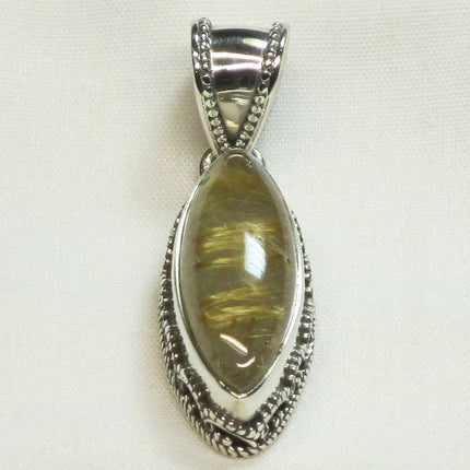 Gold Rutile in Quartz Sterling Silver Pendant Jewelry