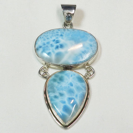 Larimar & Blue Topaz Gemstone Sterling Silver Pendant