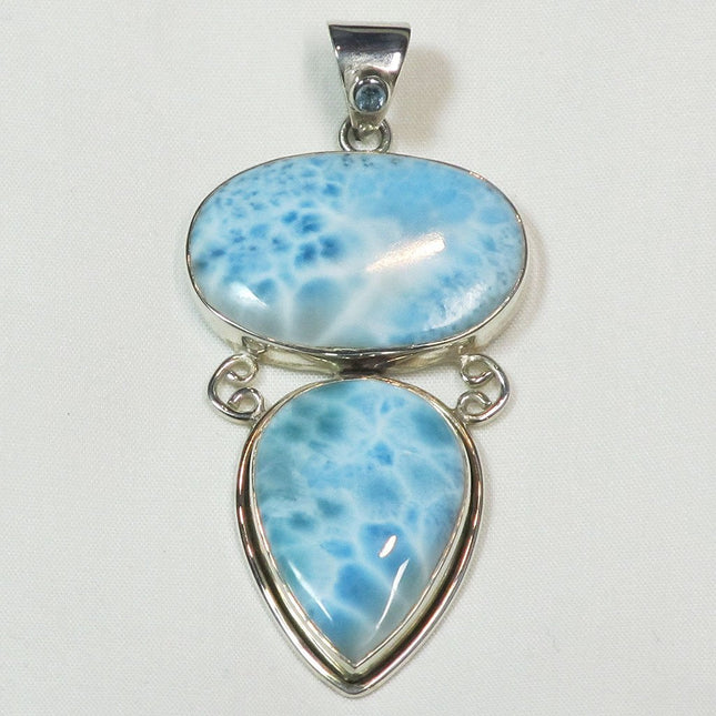 Larimar & Blue Topaz Gemstone Sterling Silver Pendant