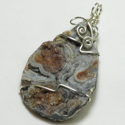 Wire Wrapped Drusy Quartz Pendant