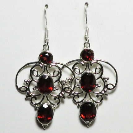Faceted Garnet Sterling Silver Earrings | Blue Moon Crystals