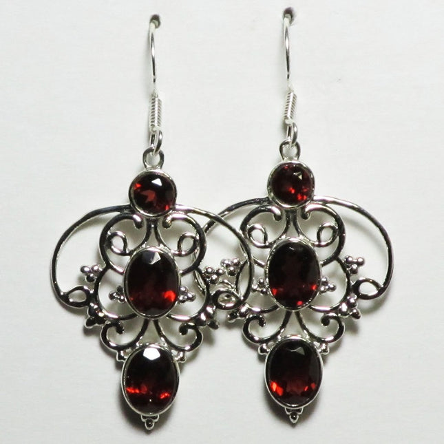 Faceted Garnet Sterling Silver Earrings | Blue Moon Crystals