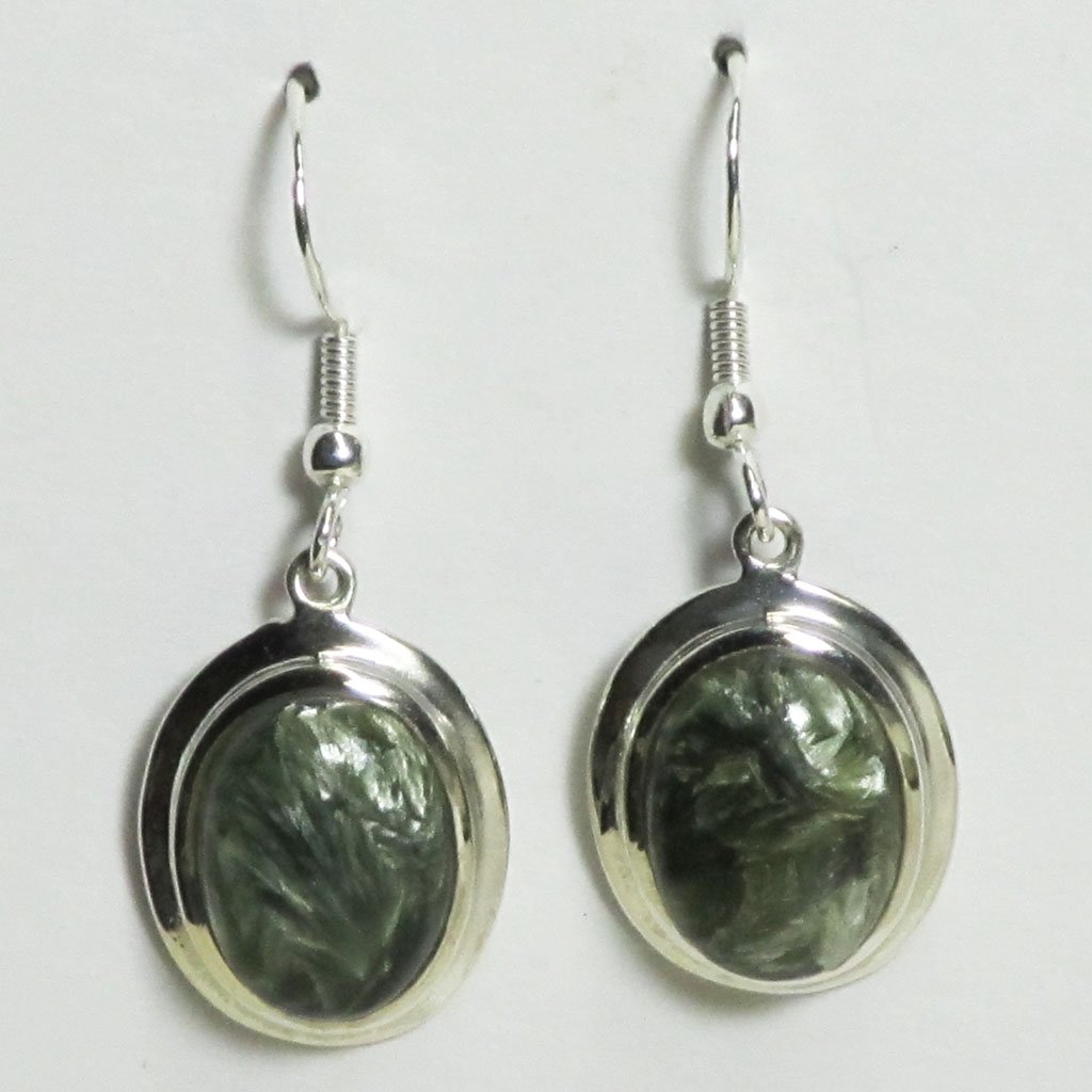 Seraphinite Sterling Silver Earrings | Blue Moon Crystals & Jewelry