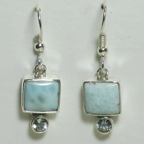 Larimar & Blue Topaz Sterling Silver Earrings | Blue Moon Crystals