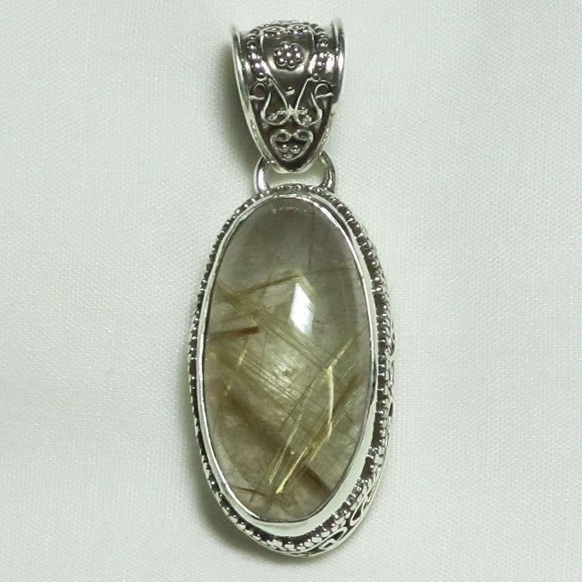 Rutile in Quartz Sterling Silver Pendant | Blue Moon Crystals