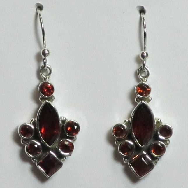 Faceted Garnet Sterling Silver Earrings | Blue Moon Crystals