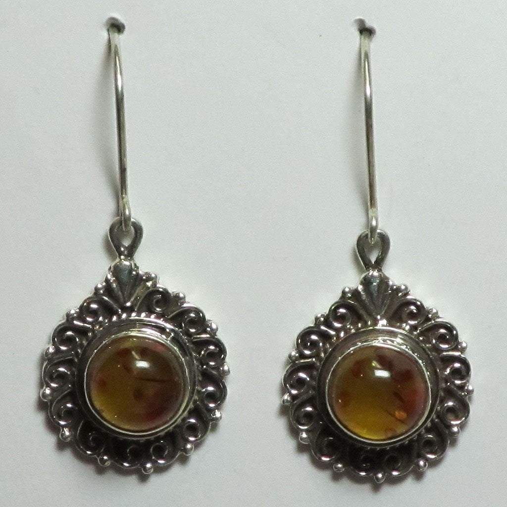 Amber Sterling Silver Earrings | Blue Moon Crystals & Jewelry
