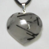Polished Black Tourmaline in Quartz Heart Pendant