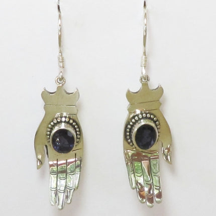 Iolite Healing Hands Sterling Silver Earrings