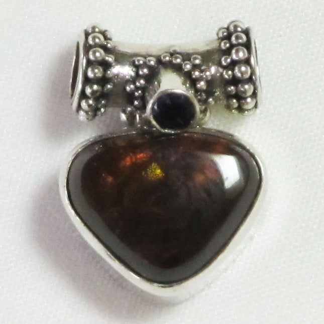 Fire Agate & Amethyst Sterling Silver Pendant