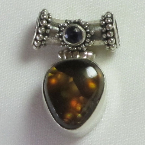 Fire Agate Sterling Silver Pendant