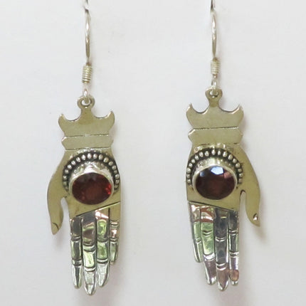 Garnet Healing Hands Sterling Silver Earrings