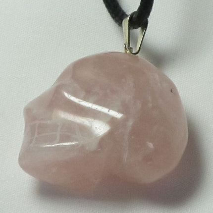 Rose Quartz Skull Wire Wrapped Pendant