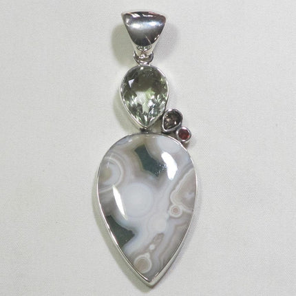 Ocean Jasper & Green Amethyst Sterling Silver Pendant Jewelry