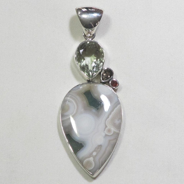 Ocean Jasper & Green Amethyst Sterling Silver Pendant Jewelry
