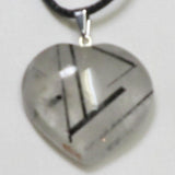 Polished Black Tourmaline in Quartz Heart Pendant